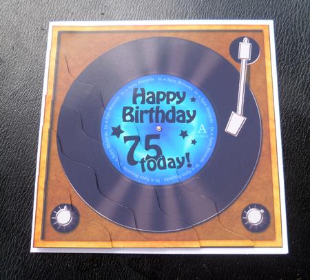 75th Birthday Record Wavy Corner Side Stacker Topper by Charlie Angel