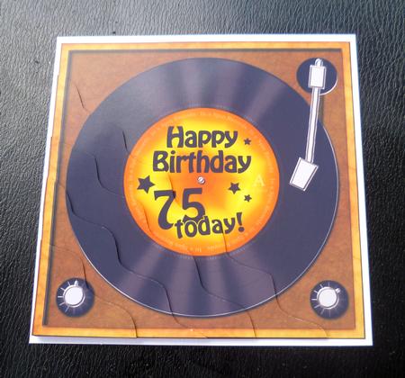 75th Birthday Record Wavy Corner Side Stacker Topper by Charlie Angel