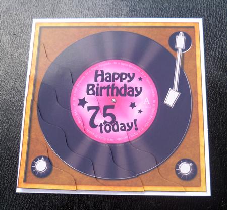 75th Birthday Record Wavy Corner Side Stacker Topper by Charlie Angel