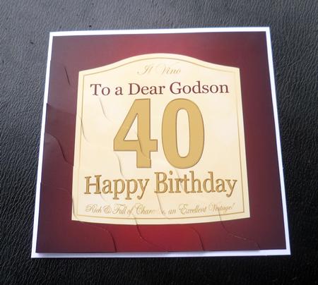 40th Birthday Godson Wine Label Wavy Corner Side Stacker by Charlie Angel