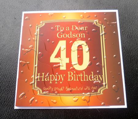 40th Birthday Godson Beer Label Wavy Corner Side Stacker by Charlie Angel