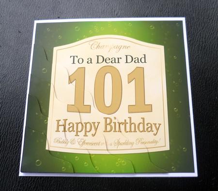 101st Birthday Dad Champagne Label Wavy Corner Side Stacker by Charlie Angel