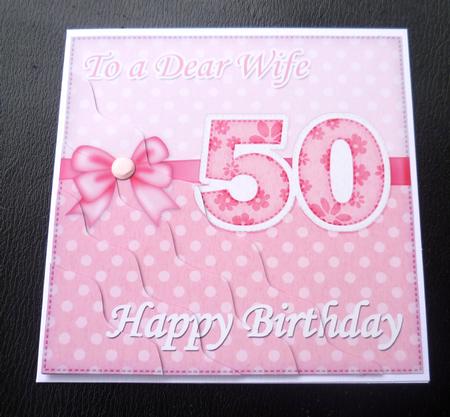 50th Birthday Wife Felties Wavy Corner Side Stacker Topper by Charlie Angel