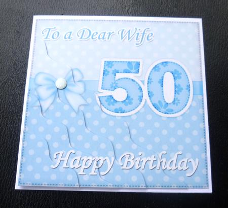 50th Birthday Wife Felties Wavy Corner Side Stacker Topper by Charlie Angel