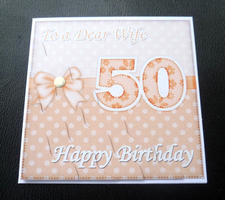 50th Birthday Wife Felties Wavy Corner Side Stacker Topper by Charlie Angel