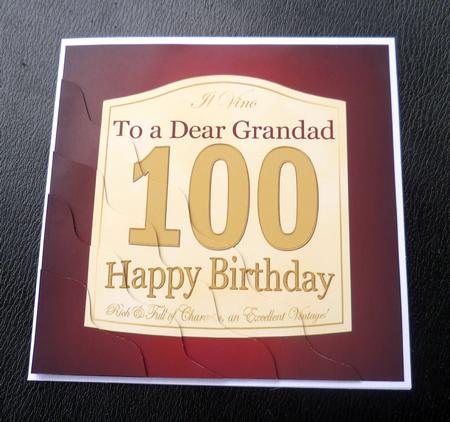 100th Birthday Grandad Wine Label Wavy Corner Side Stacker by Charlie Angel