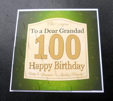 100th Birthday Grandad Champagne Label Wavy Corner Stacker by Charlie Angel
