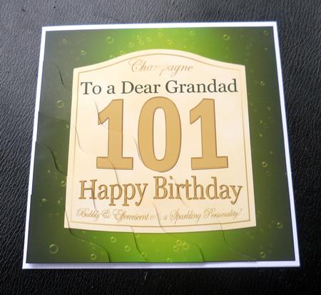 101st Birthday Grandad Champagne Label Wavy Corner Stacker by Charlie Angel