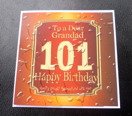 101st Birthday Grandad Beer Label Wavy Corner Side Stacker by Charlie Angel
