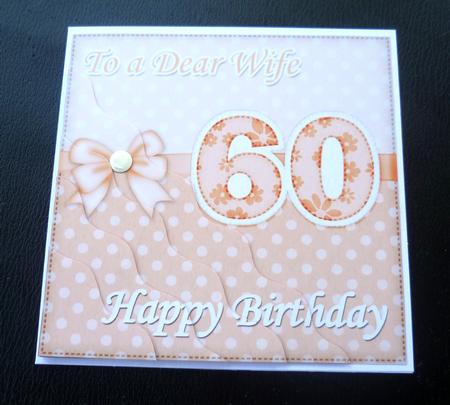 60th Birthday Wife Felties Wavy Corner Side Stacker Topper by Charlie Angel