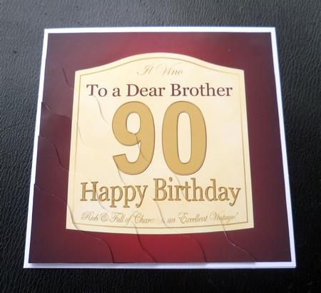 90th Birthday Brother Wine Label Wavy Corner by Charlie Angel