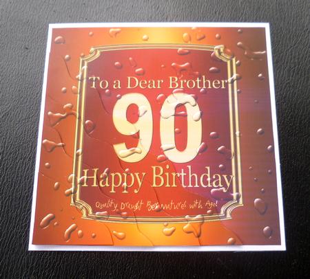 90th Birthday Brother Beer Label Wavy Corner by Charlie Angel