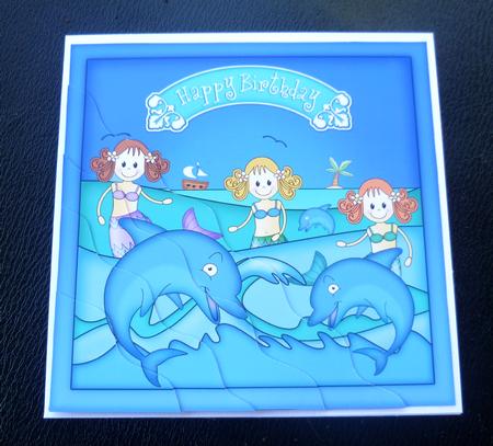 Birthday Mermaids N Dolphins Wavy Corner Side Stacker by Charlie Angel