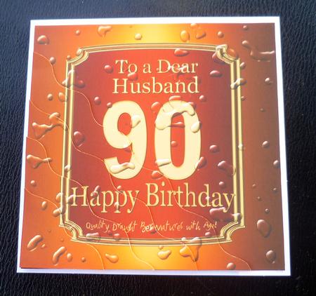 90th Birthday Husband Champagne Label Wavy Corner Stacker by Charlie Angel