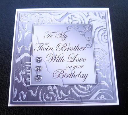 Elegant Metallic Twin Brother Birthday Wavy Corner Stacker by Charlie Angel
