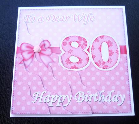 80th Birthday Wife Felties Wavy Corner Side Stacker Topper by Charlie Angel