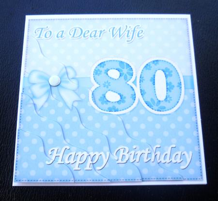 80th Birthday Wife Felties Wavy Corner Side Stacker Topper by Charlie Angel
