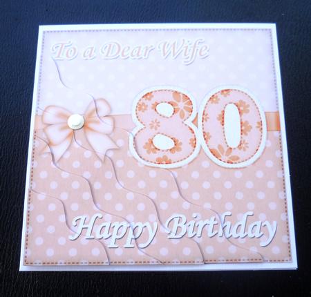 80th Birthday Wife Felties Wavy Corner Side Stacker Topper by Charlie Angel