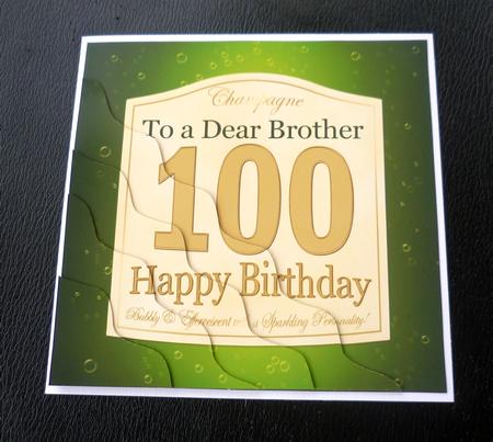 100th Birthday Brother Champagne Label Wavy Corner by Charlie Angel