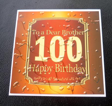 100th Birthday Brother Beer Label Wavy Corner by Charlie Angel