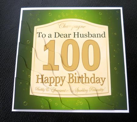 100th Birthday Husband Champagne Label Wavy Corner Stacker by Charlie Angel