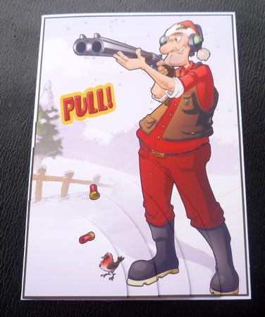 Christmas Clay Pigeon Shooting Dude A4 by Charlie Angel