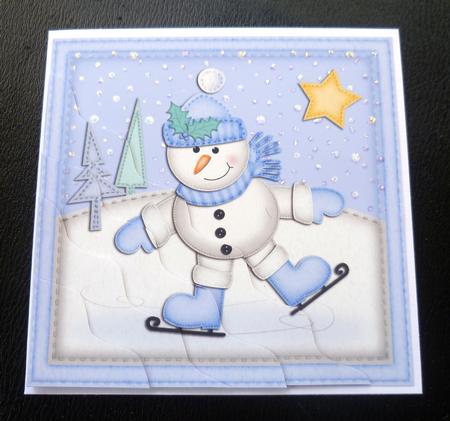 Xmas Skating Snowman Wavy Corner Side Stacker by Charlie Angel