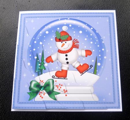 Xmas Skating Snowman Snowglobe Wavy Corner Stacker by Charlie Angel