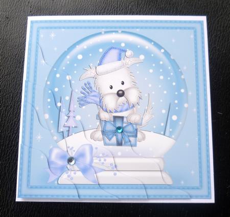 Xmas Westie Dog's Present Snowglobe Wavy Corner Stacker by Charlie Angel