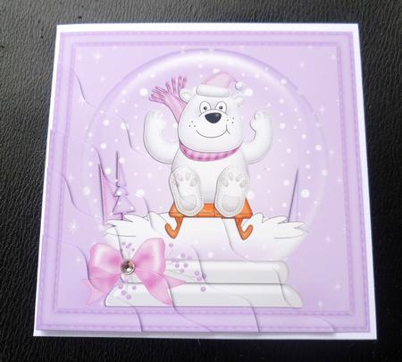 Xmas Sledging Ben Polar Bear Snowglobe Wavy Corner Stacker by Charlie Angel
