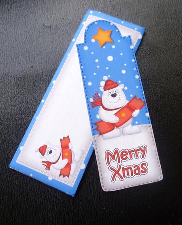 Xmas Polar Bear's Cracker Bookmark Card N Envelope by Charlie Angel