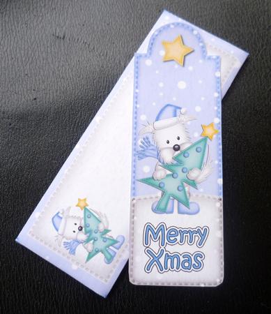 Xmas Westie Dog's Xmas Tree Bookmark Card N Envelope by Charlie Angel