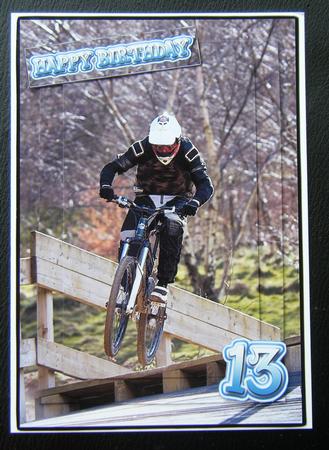 Boys Bike Quick Birthday Card Front with Ages by Charlie Angel