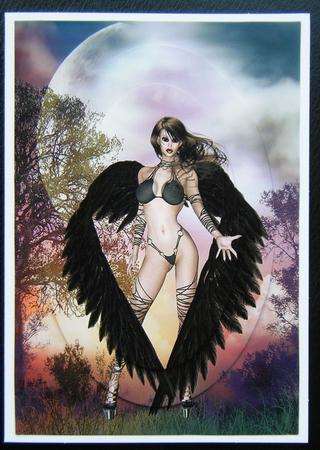 Sexy Dark Gothic Angel A4 Card by Charlie Angel