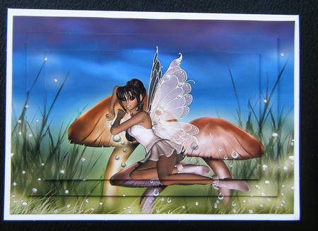 Pretty Little Toadstool Fairy/faerie A4 Card by Charlie Angel