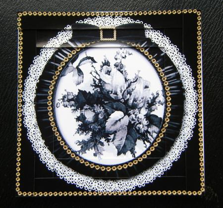 Black Rose Bouquet Spiral Edge Stacker Card Front by Charlie Angel