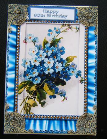 Forget-me-knots Ruffle2 Spiral Edge Stacker 7x5in Card Front by Charlie Angel