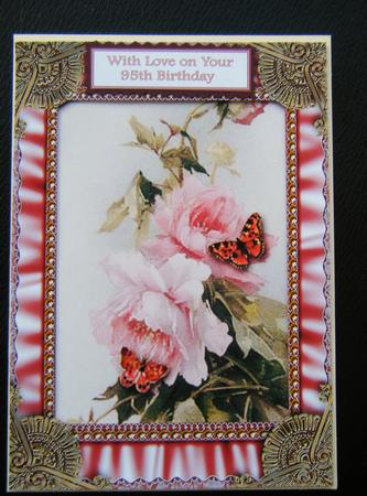 Pink Butterfly Rose Ruffles 2 Card Front and Frame Base by Charlie Angel