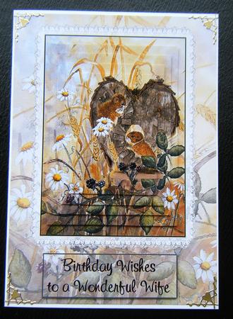 Field Mice & Lace Pyramid Card Front by Charlie Angel