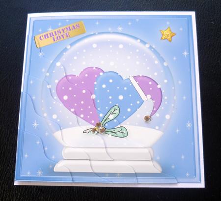 Xmas Love Hearts Snowglobe Wavy Corner Side Stacker Topper by Charlie Angel