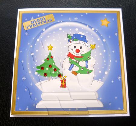 Xmas Snowman's Tree Snowglobe Wavy Corner Stacker by Charlie Angel