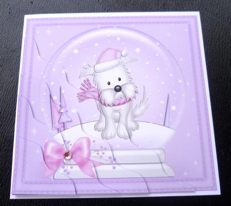 Xmas Westie Dog Snowglobe Wavy Corner Stacker by Charlie Angel