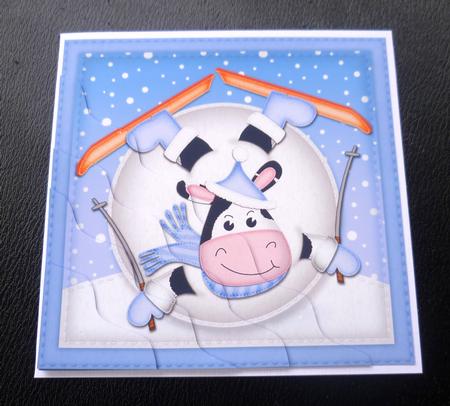 Oops Milly Moo Cow Snowball Wavy Corner Side Stacker Topper by Charlie Angel