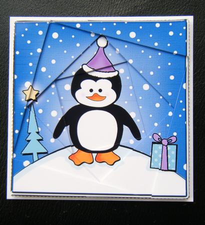 Xmas Penguin Quick Card Twisted Spiral Side Stacker by Charlie Angel