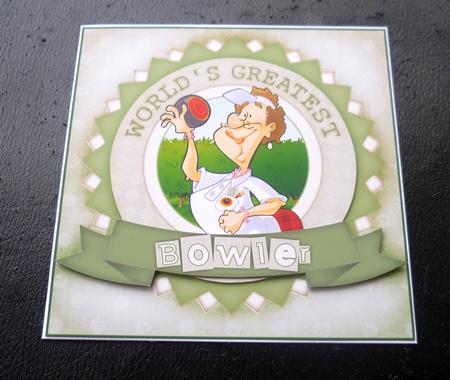 Lawn Bowls Lady (red) Shabby Chic 8x8 by Charlie Angel