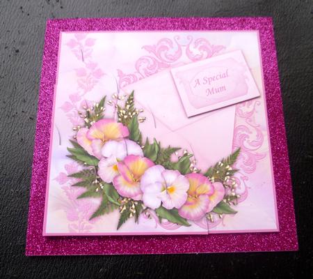 Pretty Pansies in Pink Scallop Corner Stacker by Charlie Angel