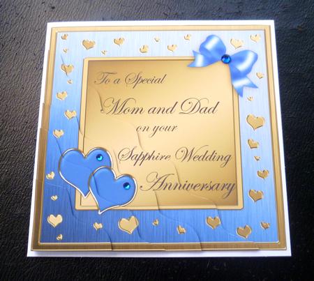Mom and Dad Sapphire Wedding Anniversary Wavy Corner by Charlie Angel