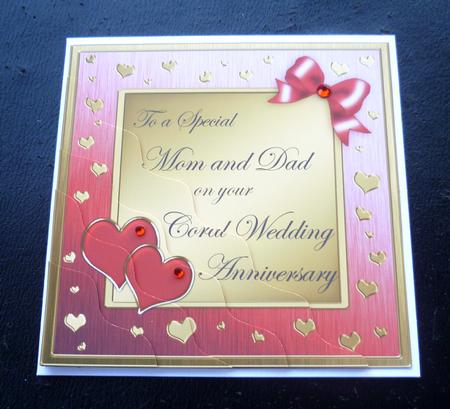 Mom and Dad Coral Wedding Anniversary Wavy Corner by Charlie Angel