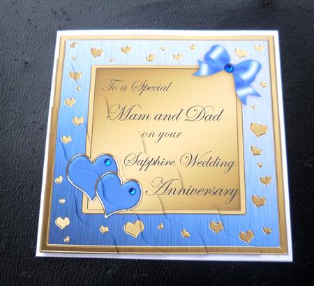 Mam and Dad Sapphire Wedding Anniversary Wavy Corner by Charlie Angel