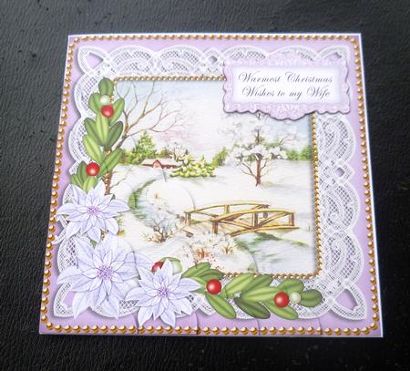 Lilac Snowscene Warm Wishes Wife 8in Sentiment Topper by Charlie Angel